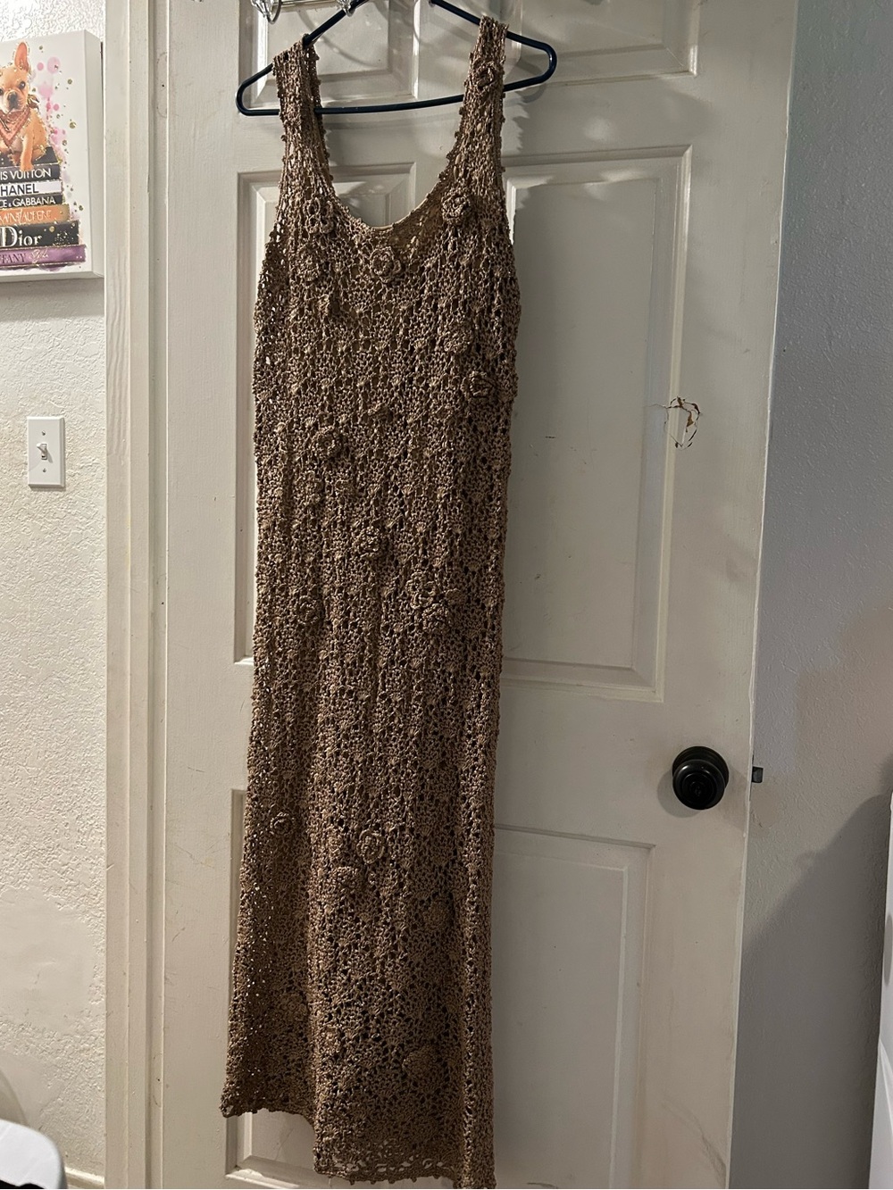 Zara Brown Crochet Sleeveless Maxi Dress - Picture 1 of 3